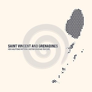 Saint Vincent and the Grenadines Map Vector Hexagonal Halftone Pattern photo