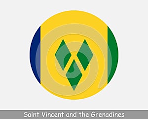 Saint Vincent and the Grenadines Round Circle Flag. Saint Vincentian Circular Button Banner Icon. EPS Vector photo