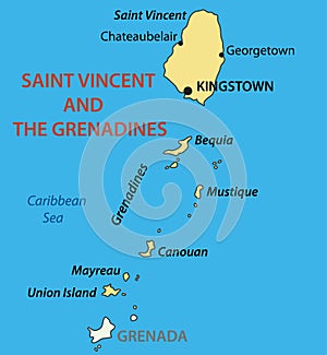 Saint Vincent and the Grenadines - vector map photo