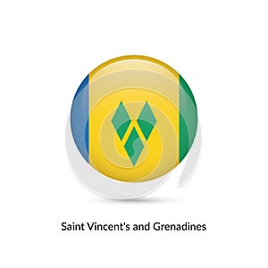 Saint VIncent`s and Grenadines flag - round glossy button photo