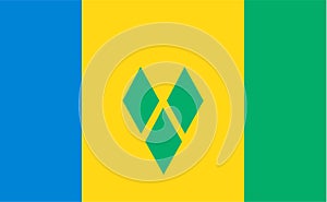 Saint Vincent`s & Grenadines flag vector.Illustration of Saint V photo