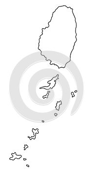 Saint Vincent`s & Grenadines map outline vector illustration photo