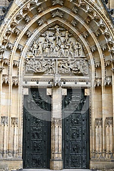 Saint Vitus Cathedral door entrance in Prague
