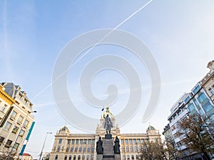 Saint Wenceslas Statue, also called Pomnik Svateho Vaclava, located on Weceslas Sqaure Vaclavske Namesti