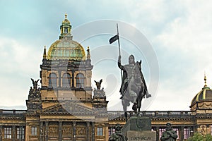 Saint Wenceslas Statue and Prague National Museum