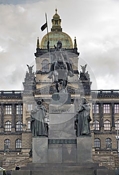 Saint Wenceslas Svaty Vaclav statue on Wenceslas Square in front of the National Museum. Prague, Czech Republic