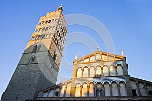 Saint Zeno cathedral church in Pistoia city at sunsetTuscany