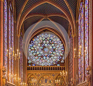 Interior of Sainte-Chapelle, Paris, france photo