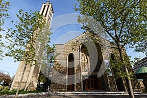 Sainte-Jeanne-de-Chantal is a Catholic church in Paris built of concrete in Byzantine style with a large dome.