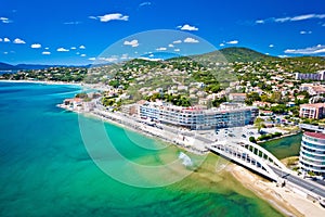 Sainte Maxime beach and coastline aerial view photo