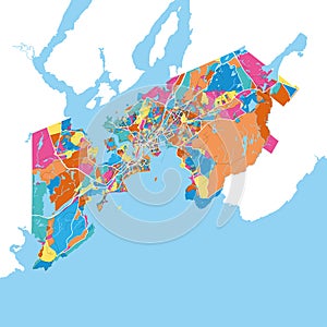 SaintJohn, Canada colorful high resolution art map