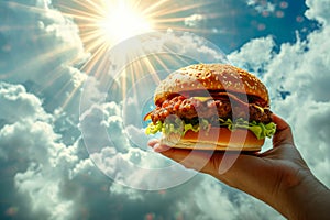 Saintly Burger Illuminated in Paradise\'s Glow.