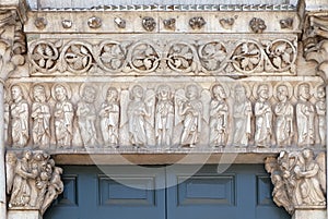 Saints and angels, Church of Santa Reparata in Lucca, Italy