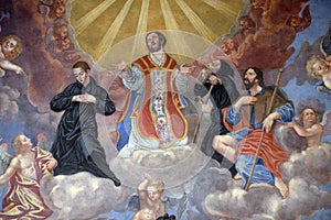 Saints, fresco in the Franciscan Church of the Annunciation in Ljubljana