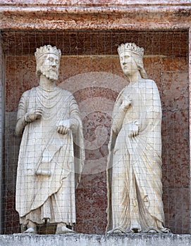 Saints, marble statue on the Baptistery, Parma