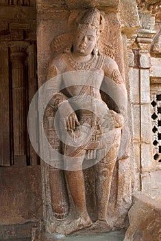 Saiva-dvara-pala on the right side pillar, Eastern entrance, Virupaksha Temple, Pattadakal temple complex, Pattadakal, Karnataka