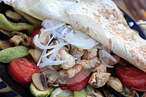 Saj kebab with chicken