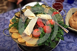 Saj kebab dish