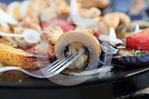 Saj kebab with mushrooms