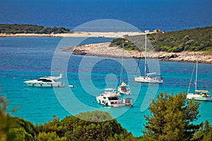 Sakarun beach yachting bay aerial view,