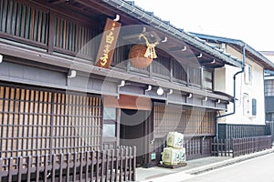 Sake Brewery at Hida Furukawa Old Town. a famous historic site in Hida, Gifu, Japan