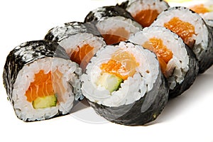 Sake-kappa maki- sushi with salmon and cucumber