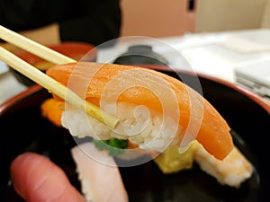 Sake Nigiri Salmon sushi photo