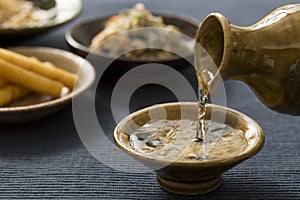 Sake to taste with pottery