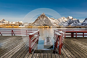 Sakrisoy at sunrise, view from the wooden pier