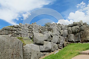 Saksaywaman inca city wall ruins in Peru photo