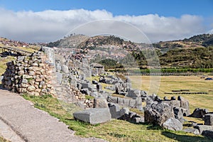 Saksaywaman, Saqsaywaman, Sasawaman, Saksawaman, Sacsahuayman, Sasaywaman or Saksaq Waman citadel fortress in Cusco, Peru photo