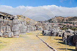 Saksaywaman, Saqsaywaman, Sasawaman, Saksawaman, Sacsahuayman, Sasaywaman or Saksaq Waman citadel fortress in Cusco, Peru photo