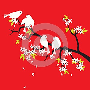 Sakura and Birds (Cherry Blossom)