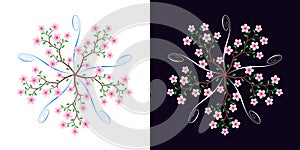 Sakura blossom, blooming cherry tree, vector