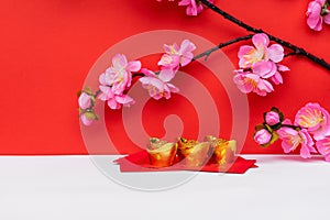 Sakura Blossom, Golden Ingot on top of Red Envelope