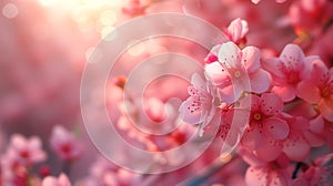 sakura cherry blossom close up. Beautiful floral springtime wallpaper in pink color palette