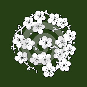 Sakura flowers flat simlpe ornament