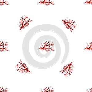 Sakura pattern. The vegetation motif repeated throughout seamless pattern, creating cohesive composition