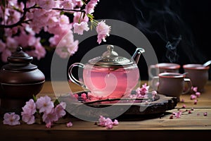 Sakura tea ceremony. Generate Ai