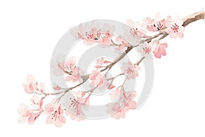 Sakura tree isolated watercolor illustration with alpha channel