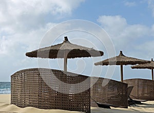 Windbreakers on the beach, Sal, Cape Verde photo