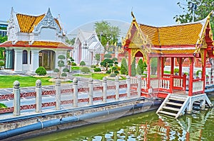 Sala Nam pavilion in Memorial park of Wat Benchamabophit Dusitvanaram Marble Temple, Bangkok, Thailand