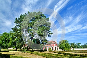 Sala terrena In the park from Mnichovo Hradiste castle is an orangery and a garden pavilion photo