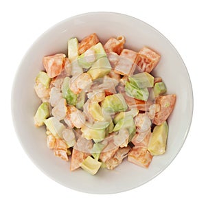 Salad of avocado, tomatoes and shrimp