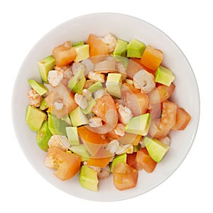 Salad of avocado, tomatoes and shrimp
