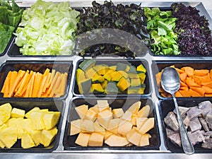 Salad Bar Fresh Vegetables Sliced Pumpkin Carrot cabbage