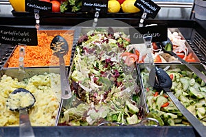 Salad bar in highway restaurant in Pentling, Germany