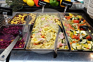 Salad bar in highway restaurant in Pentling, Germany