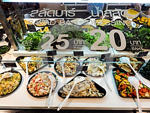 Salad bar with vegetables in the restaurant, healthy food