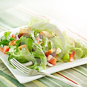 Salad with beaming light photo